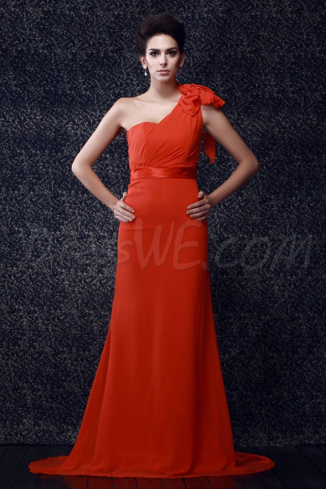 Charming Bowknot A-Line Floor-length One-Shoulder Taline's Bridesmaid Dress