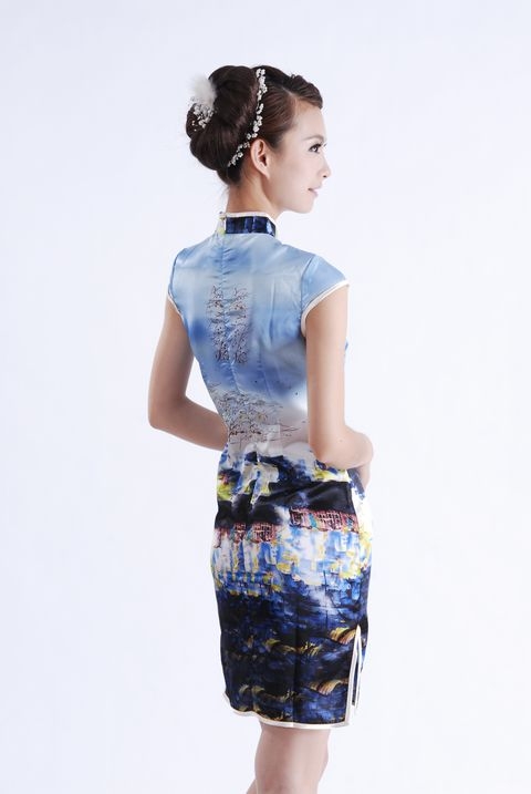 Charming Chinese women's mini dress evening dress Cheongsam - Image 3