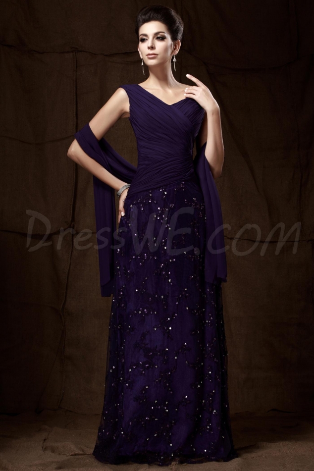Charming Lace Sheath/Column V-Neck Floor-Length Taline's Mother of the Bride Dress