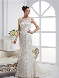 Charming Mermaid Bateau Floor-length Court Train Wedding Dress