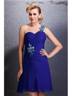 Charming One Shoulder Lace Zipper-Up Cocktail/Homecoming Dress
