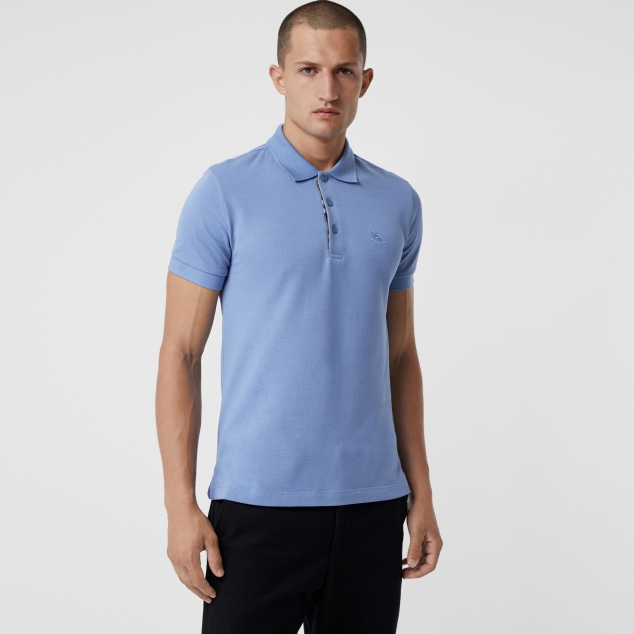 Check Placket Cotton Polo Shirt