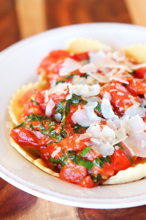 Cheese Ravioli with Homemade Brown Butter Tomato Sauce
