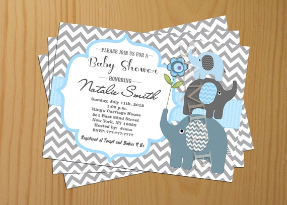 Chevron Baby Shower Invitation Boy FREE Thank You card included Baby ...