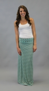 Chevron Maxi Skirt – Turquoise