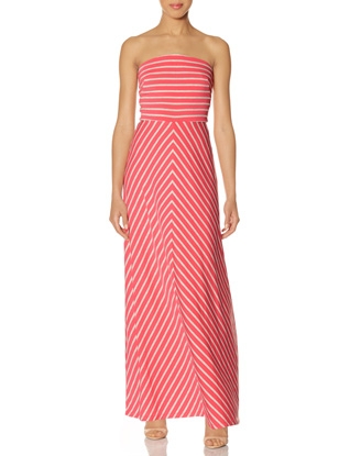 Chevron Stripe Strapless Maxi Dress