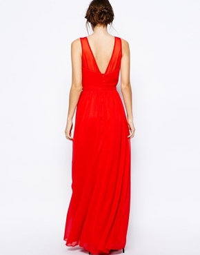 Chi Chi London Lace Maxi Dress with Embellished Plunge Neck - Image 2