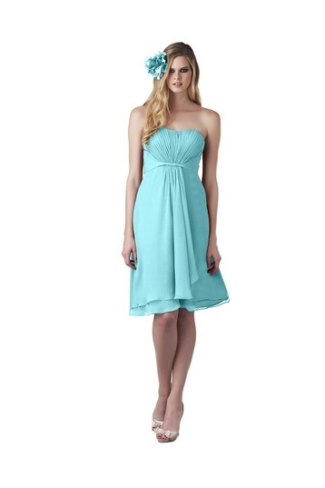 Chic Strapless Backless Natural Waist Short Bridesmaid Dress