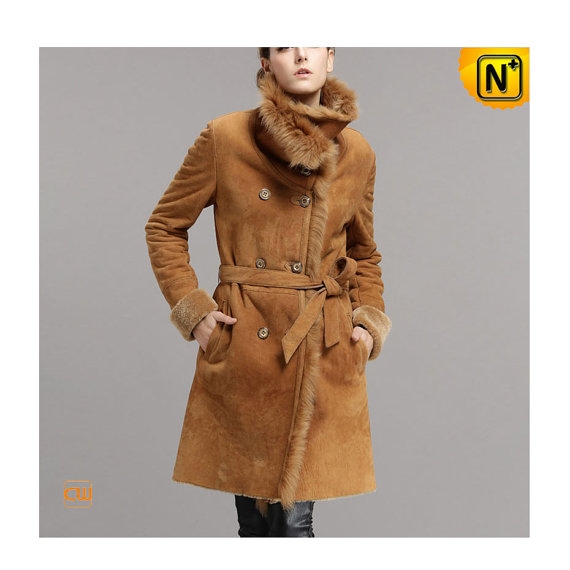 Chicago Fur Trimmed Shearling Coat for Women CW640235