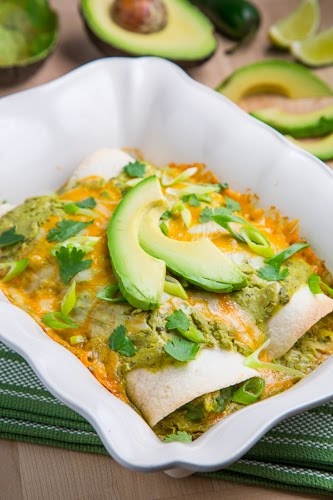 Chicken and Avocado Enchiladas in Creamy Avocado Sauce