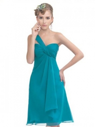 Chiffon Eine Schulter A-Linie Ballkleid mit geraffte