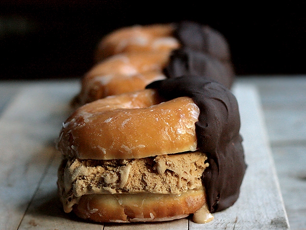 Chocolate-Dipped Coffee Ice Cream Glazed Doughnut Sandwiches - Image 2