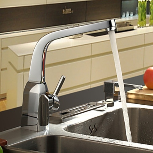 Chrome Finish Centerset Single Handle Brass Kitchen Faucet