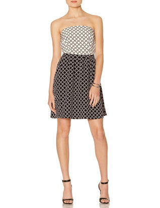 Circle Print Strapless Dress