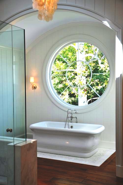 Circular window in bathroom