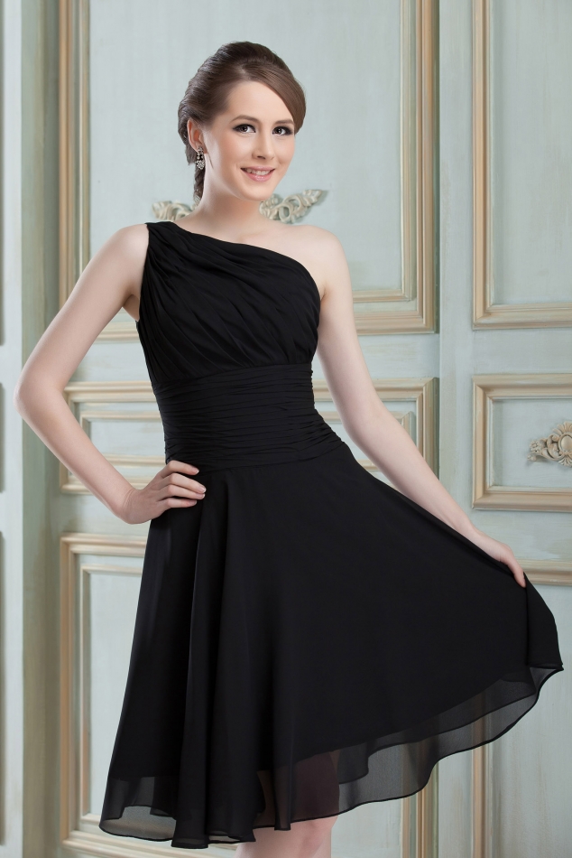 Cjic A-Line One-shoulder Sleeveless Knee-length Nadya's Bridesmaid Dress