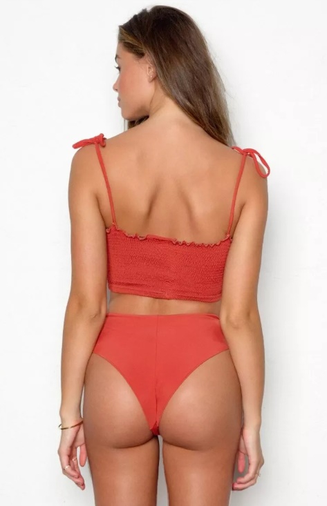 Cleo Smocked Shoulder Ties Bikini Top - Image 2