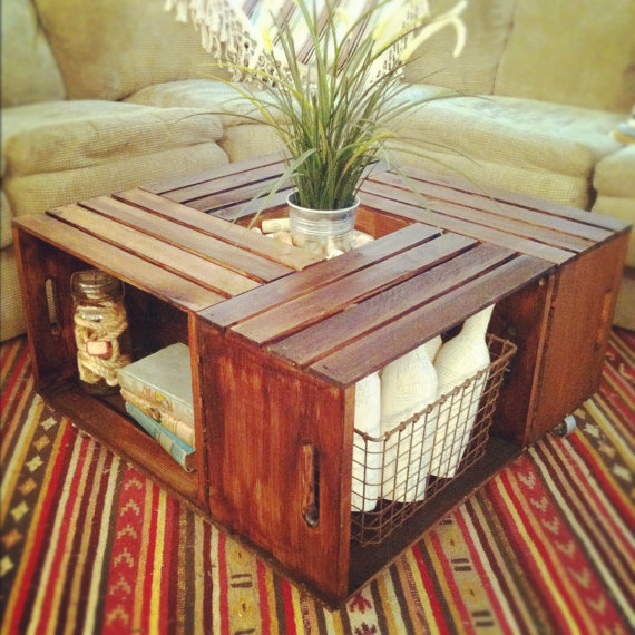 Coffee table made from crates