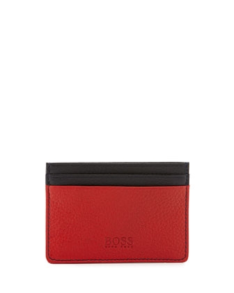 Colorblock Leather Card Case