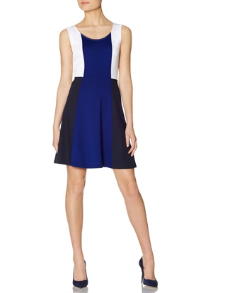 Colorblock Sleeveless Skater Dress