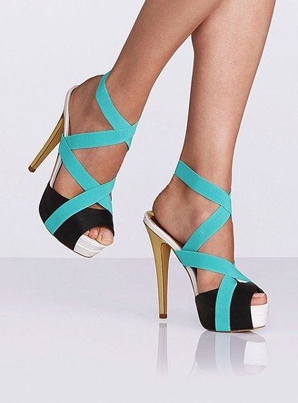 Concise Contrast Color Peep-Toe High Heel Summer Sandals