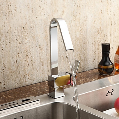 Contemporary Brass Kitchen Faucet - Chrome Finish-- FaucetSuperDeal.com
