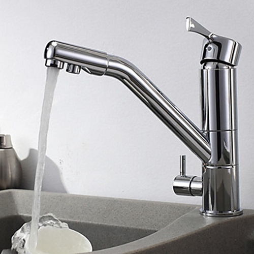 Contemporary Single Handle Kitchen Faucet - Chrome Finish-- FaucetSuperDeal.com