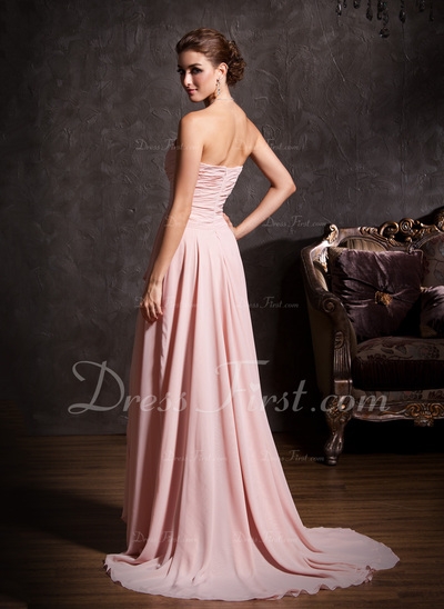Corte A/Princesa Escote corazón Asimétrico Chifón Vestido de baile de promoción con Volantes Abalori - Image 3