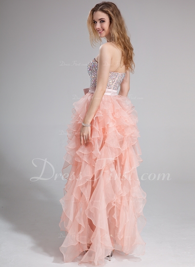 Corte A/Princesa Escote corazón Vestido Organdí Charmeuse Vestido de baile de promoción con Abalorio - Image 2