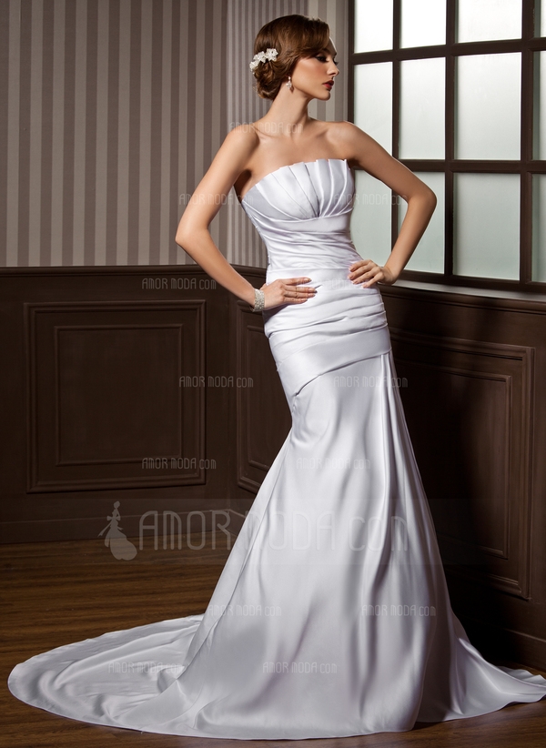 Corte-A-Princesa-Escote-Ondulado-La-Capilla-De-Tren-Saten-Vestido-De-Novia-Co