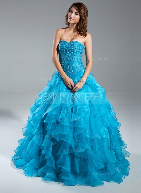 Corte de baile Escote corazn Vestido Organd Vestido de quinceaera con Bordado (021015343)