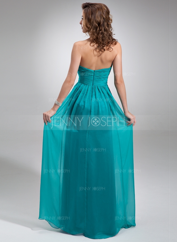 Corte imperial Escote corazón Vestido Gasa Dama de honor con Volantes - Image 2