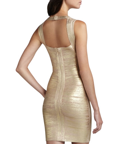 Crisscross Metallic Bandage Dress