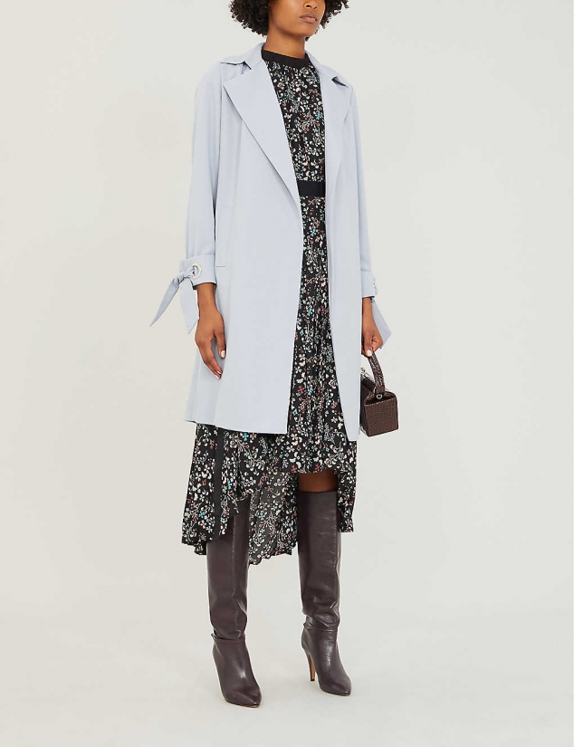 Cuff-tie Crepe Wrap Coat