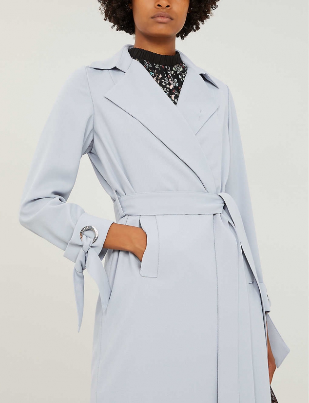 Cuff-tie Crepe Wrap Coat - Image 3
