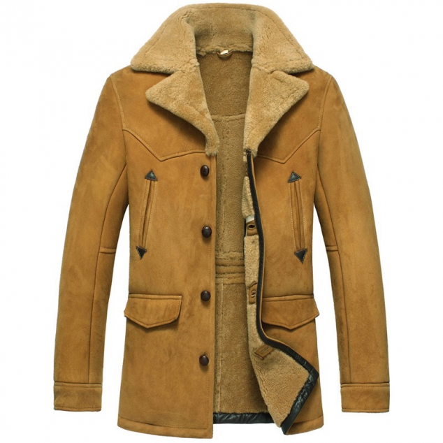 CWMALLS® Designer Suede Shearling Coat CW890056
