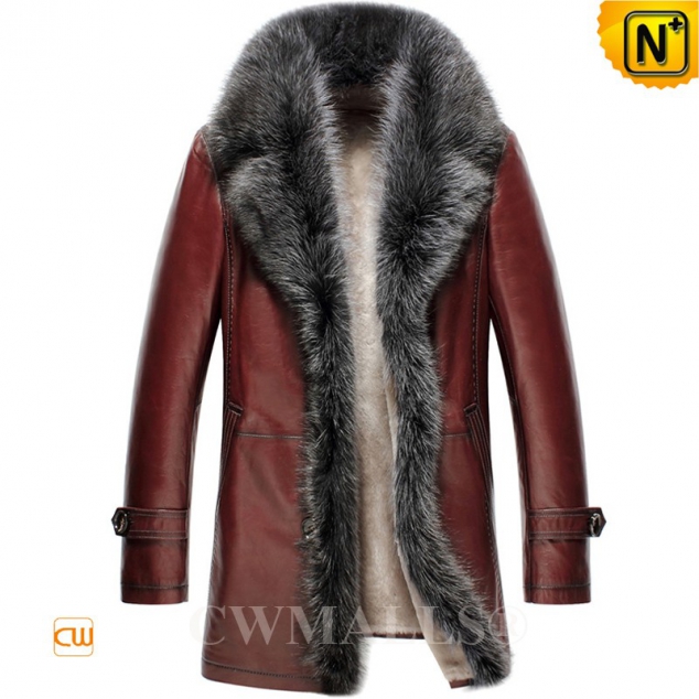 CWMALLS® Fur Trim Shearling Leather Coat CW807613 [Updated Styles 2017]
