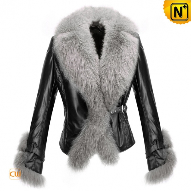 CWMALLS® Leather Jacket with Fur Trim CW611205
