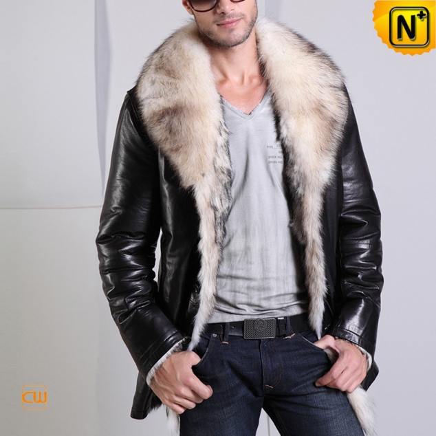 CWMALLS® Moscow Mens Fur Lined Lambskin Coat CW855418 [Made in CWMALLS, Valentine's Day Gift]