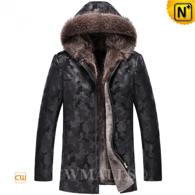 CWMALLS® Quebec Camouflage Hooded Shearling Fur Coat CW807505 [Cold Protective Clothing]