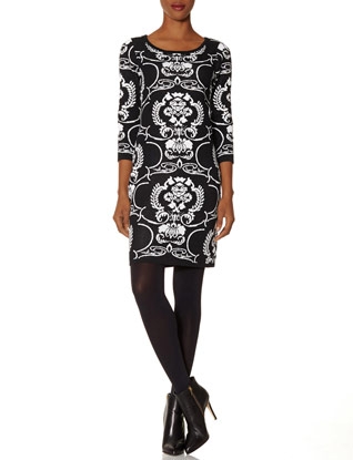 Damask Pattern Sweater Dress