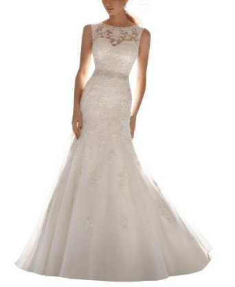 DAPENE Latest Sleeveless Lace Beading Wedding Dress Wedding Gown Custom 