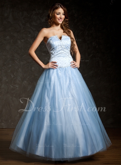 De baile Coração Chá comprimento Cetim Tule Vestido quinceanera com Bordado Lantejoulas (021004577)