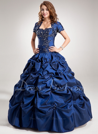 De baile Coração Chá comprimento Tafetá Vestido quinceanera com Pregueado Renda Bordado Lantejoulas 