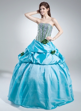 De baile Sem Alças Chá comprimento Tafetá Lantejoulas Vestido quinceanera com Pregueado fecho de cor