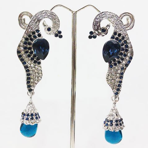 Deep Blue Stone Studded Imitation Earring