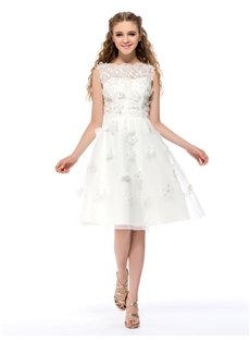 Delicate A-Line Halter Neckline Flowers Homecoming Dress