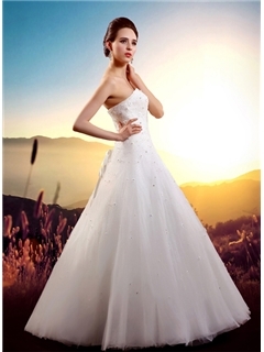 Delicate Empire Sweetheart One-Shoulder Floor-length Watteau Train Daria's Wedding Dress
