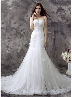 Delicate Sweetheart Appliques Mermaid Chapel Train Wedding Dress ItemCode:11000918
