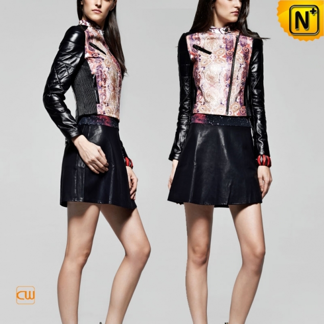 Designer Cropped Leather Jacket for Women CW614004